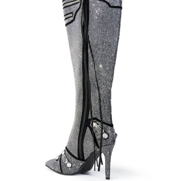 AZALEA WANG " THE MONARCH  MAVERICK "  STILETTO BOOT SILVER ( BRAND NEW !!!!!!! - Picture 7 of 14